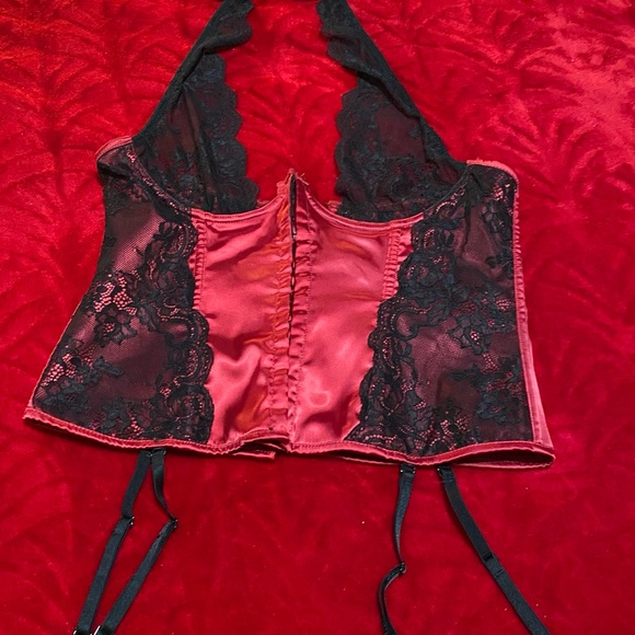 Dreamgirl Other - NWOT Size 38 Red and Black Corset with Sheer Black Lace Bust Sexy Beautiful Love